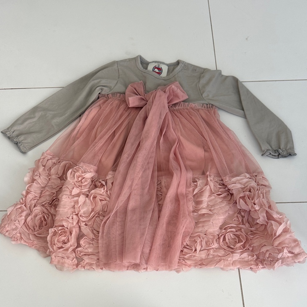 baby Balooga Pink and Gray Kids Dress 12/18m